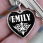Emily v01w - Heart Pendant Luxury Keychain