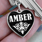 Amber v01w - Heart Pendant Luxury Keychain