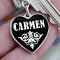Carmen v01w - Heart Pendant Luxury Keychain