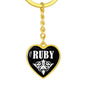 Ruby v01w - Heart Pendant Luxury Keychain