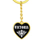 Victoria v01w - Heart Pendant Luxury Keychain