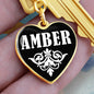Amber v01w - Heart Pendant Luxury Keychain
