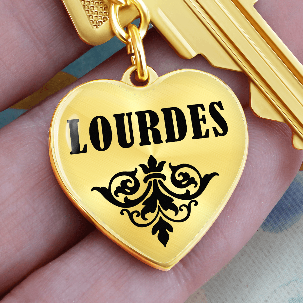Lourdes v01 - Heart Pendant Luxury Keychain