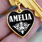 Amelia v01w - Heart Pendant Luxury Keychain