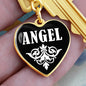 Angel v01w - Heart Pendant Luxury Keychain