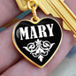 Mary v01w - Heart Pendant Luxury Keychain