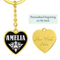 Amelia v01w - Heart Pendant Luxury Keychain