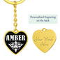 Amber v01w - Heart Pendant Luxury Keychain