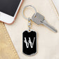 Initial W v001-13 - Luxury Dog Tag Keychain