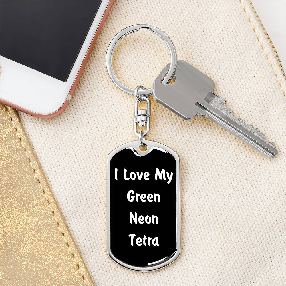Love My Green Neon Tetra v3 - Luxury Dog Tag Keychain