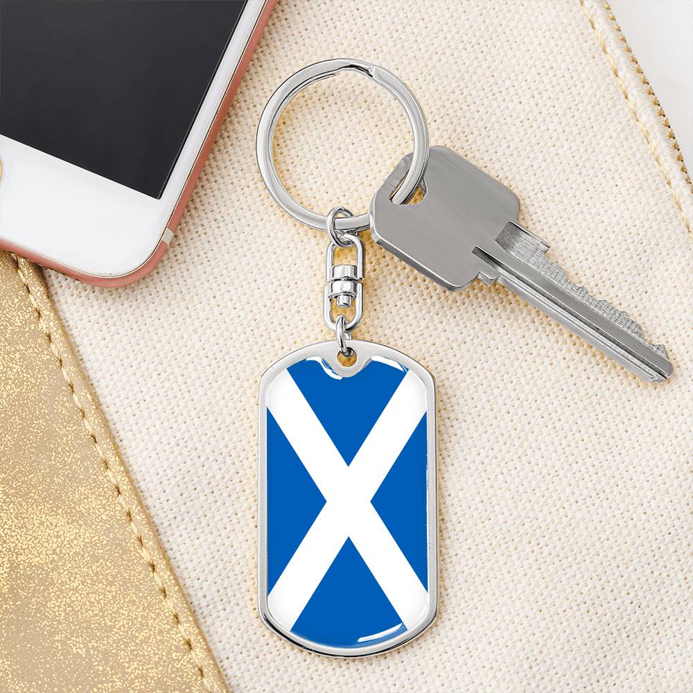 Scottish Flag - Luxury Dog Tag Keychain