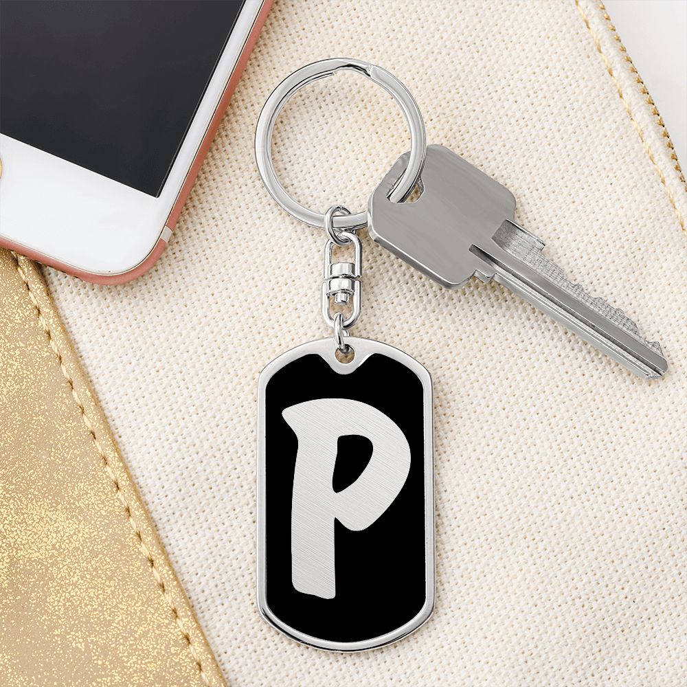 Initial P v2b - Luxury Dog Tag Keychain