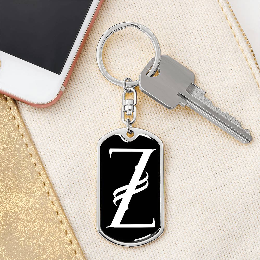 Initial Z v001-13 - Luxury Dog Tag Keychain
