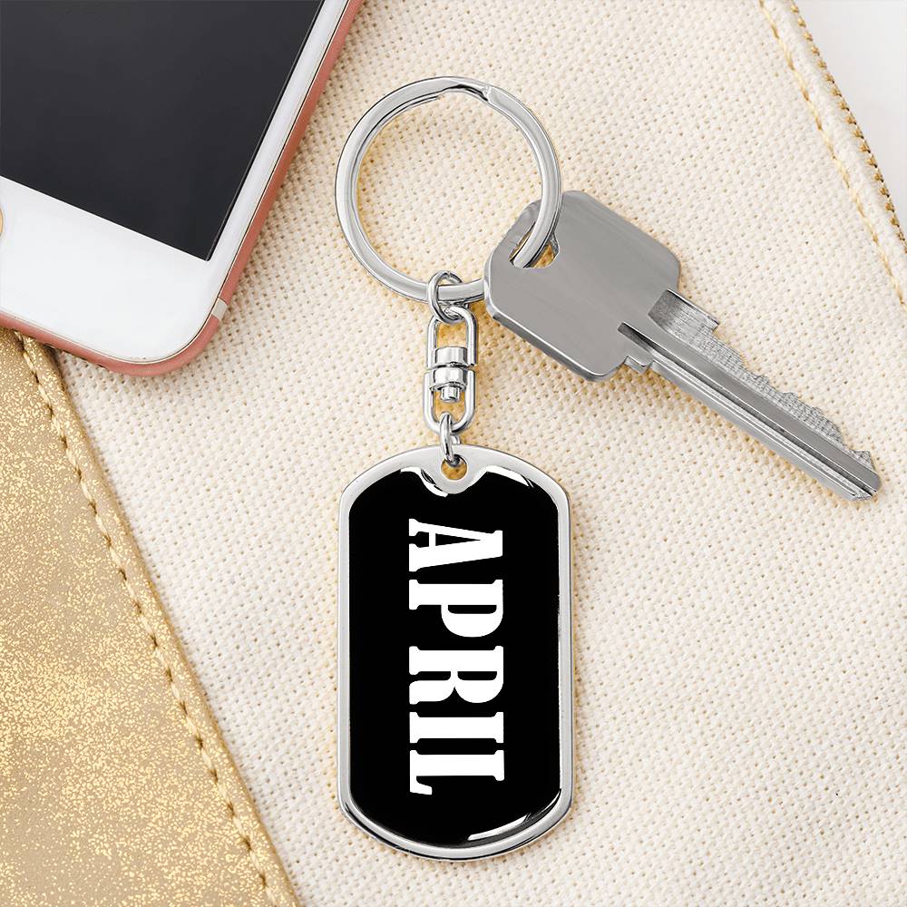 April v01w - Luxury Dog Tag Keychain