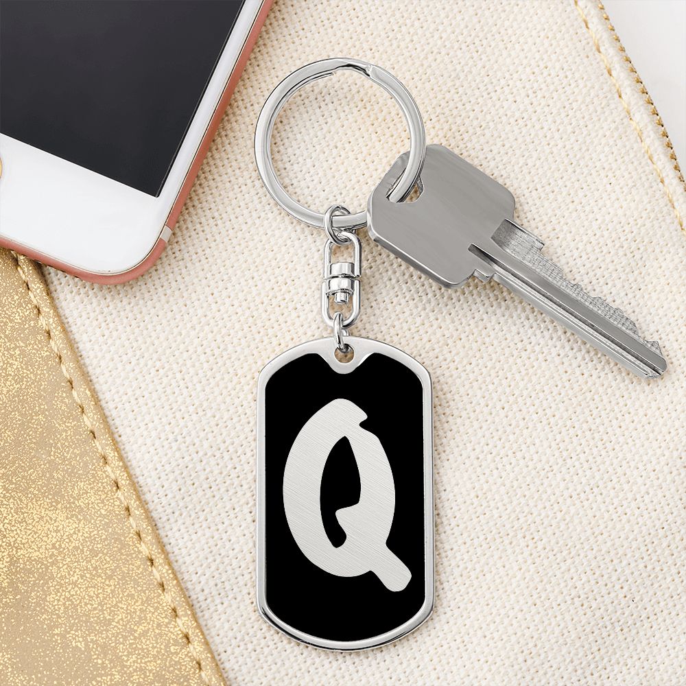 Initial Q v2b - Luxury Dog Tag Keychain