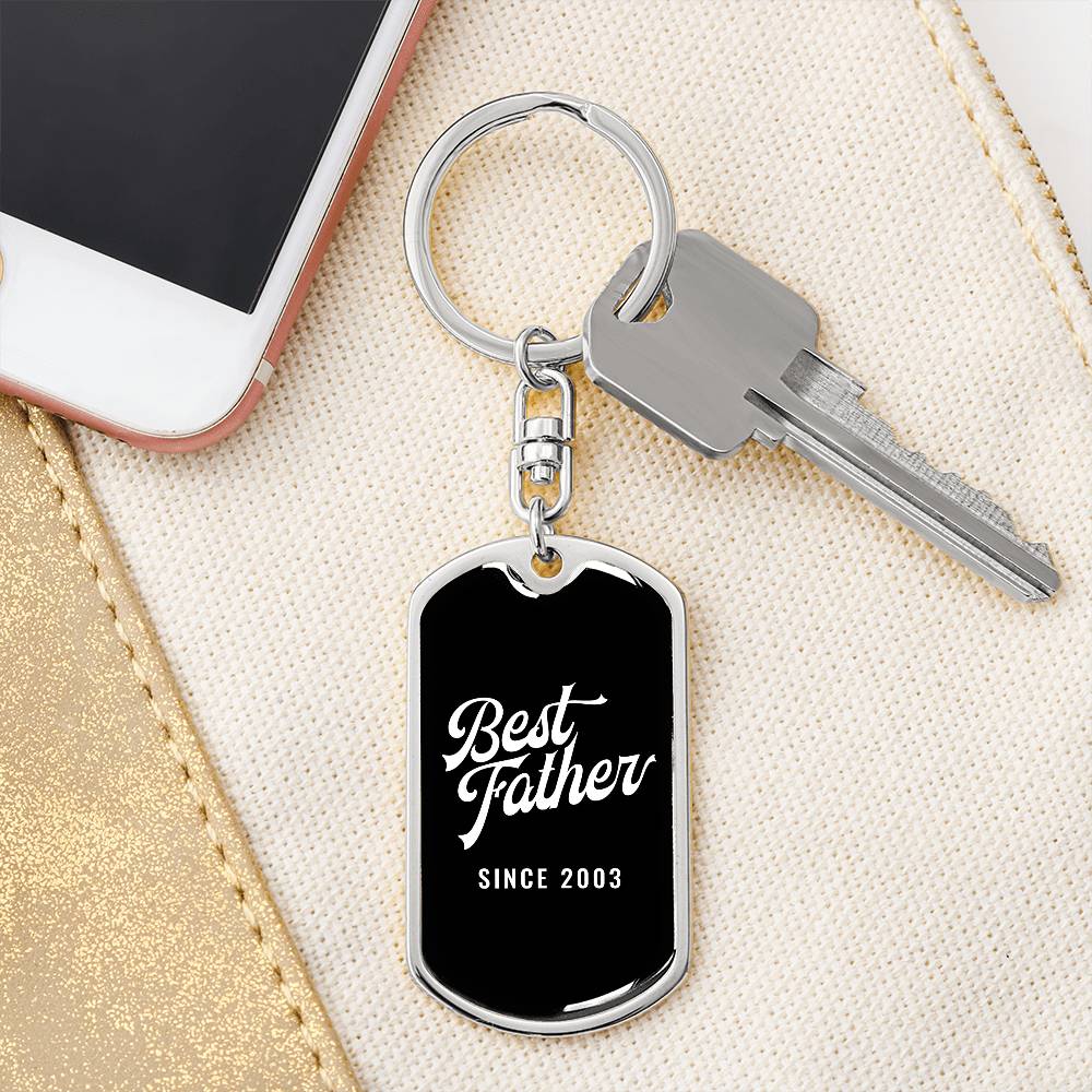 Best Father Since 2003 v2 - Luxury Dog Tag Keychain