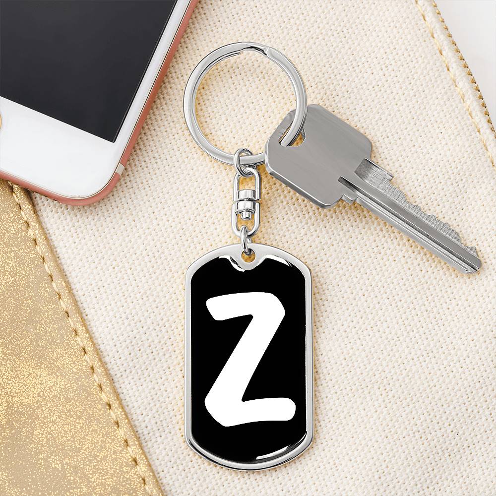Initial Z v3b - Luxury Dog Tag Keychain