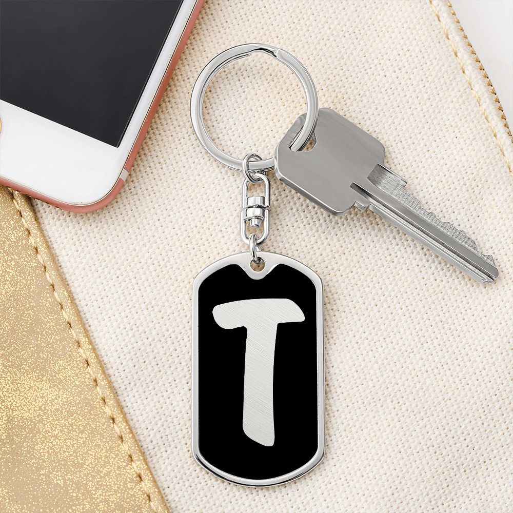 Initial T v2b - Luxury Dog Tag Keychain