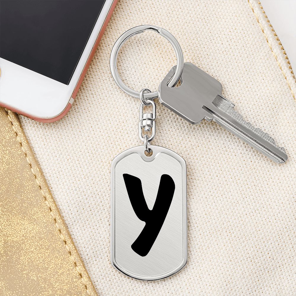 Initial Y v1b - Luxury Dog Tag Keychain