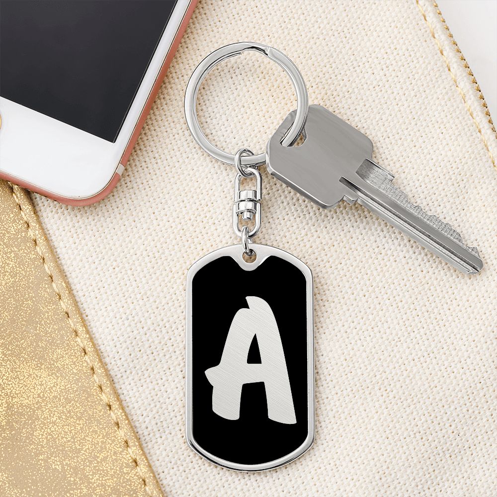 Initial A v2b - Luxury Dog Tag Keychain