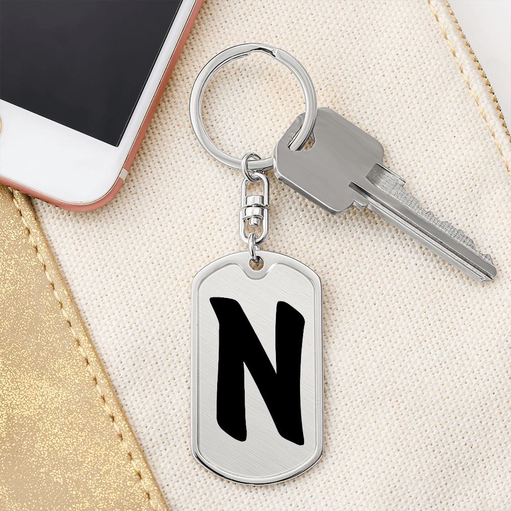 Initial N v1b - Luxury Dog Tag Keychain