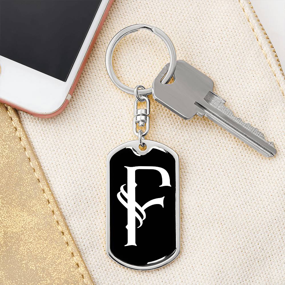 Initial F v001-13 - Luxury Dog Tag Keychain