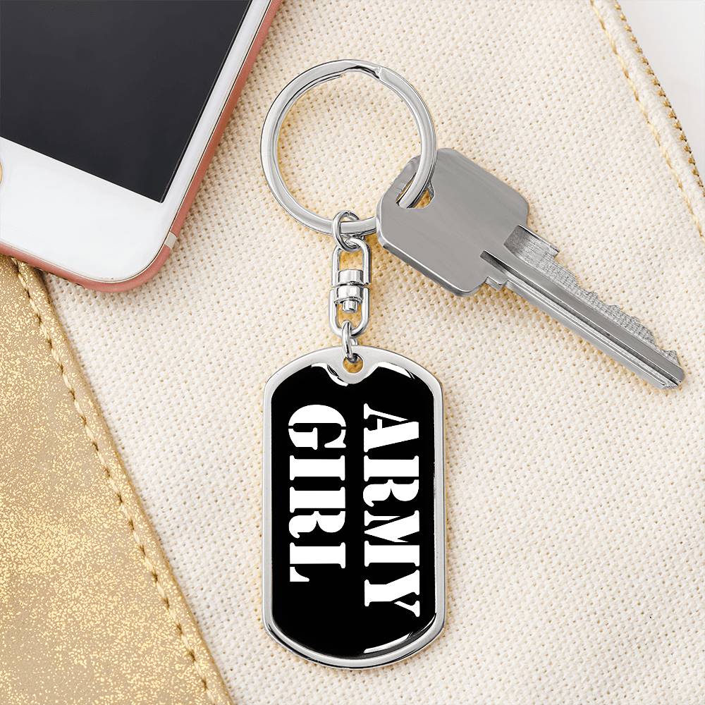 Army Girl v3 - Luxury Dog Tag Keychain