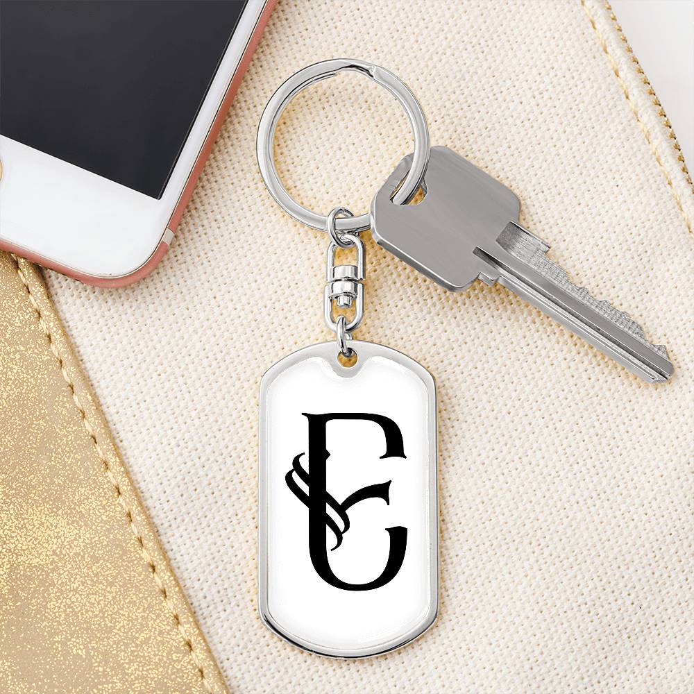 Initial E v001-14 - Luxury Dog Tag Keychain