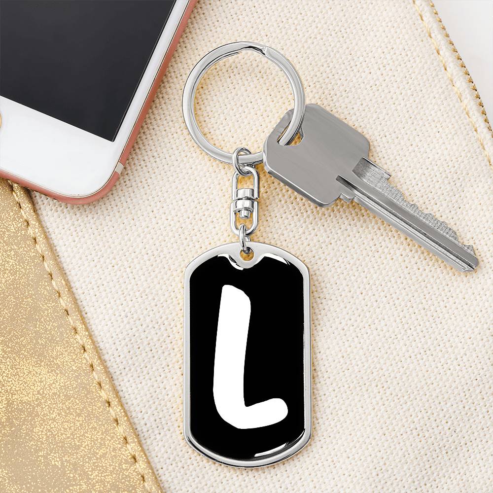 Initial L v3b - Luxury Dog Tag Keychain