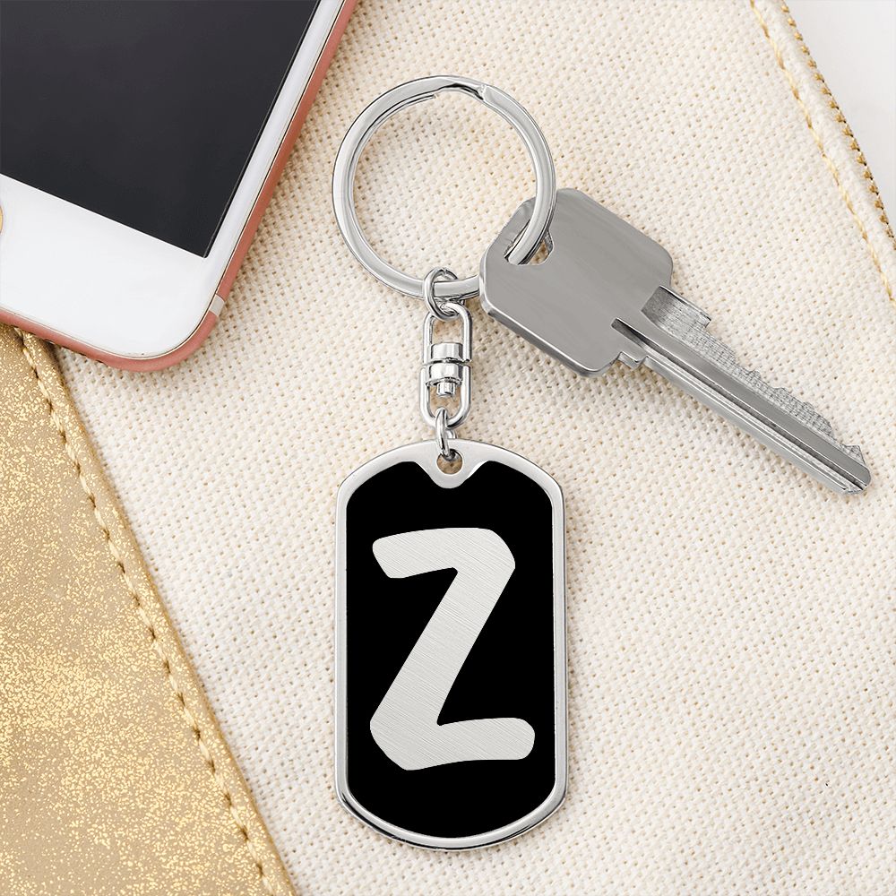 Initial Z v2b - Luxury Dog Tag Keychain