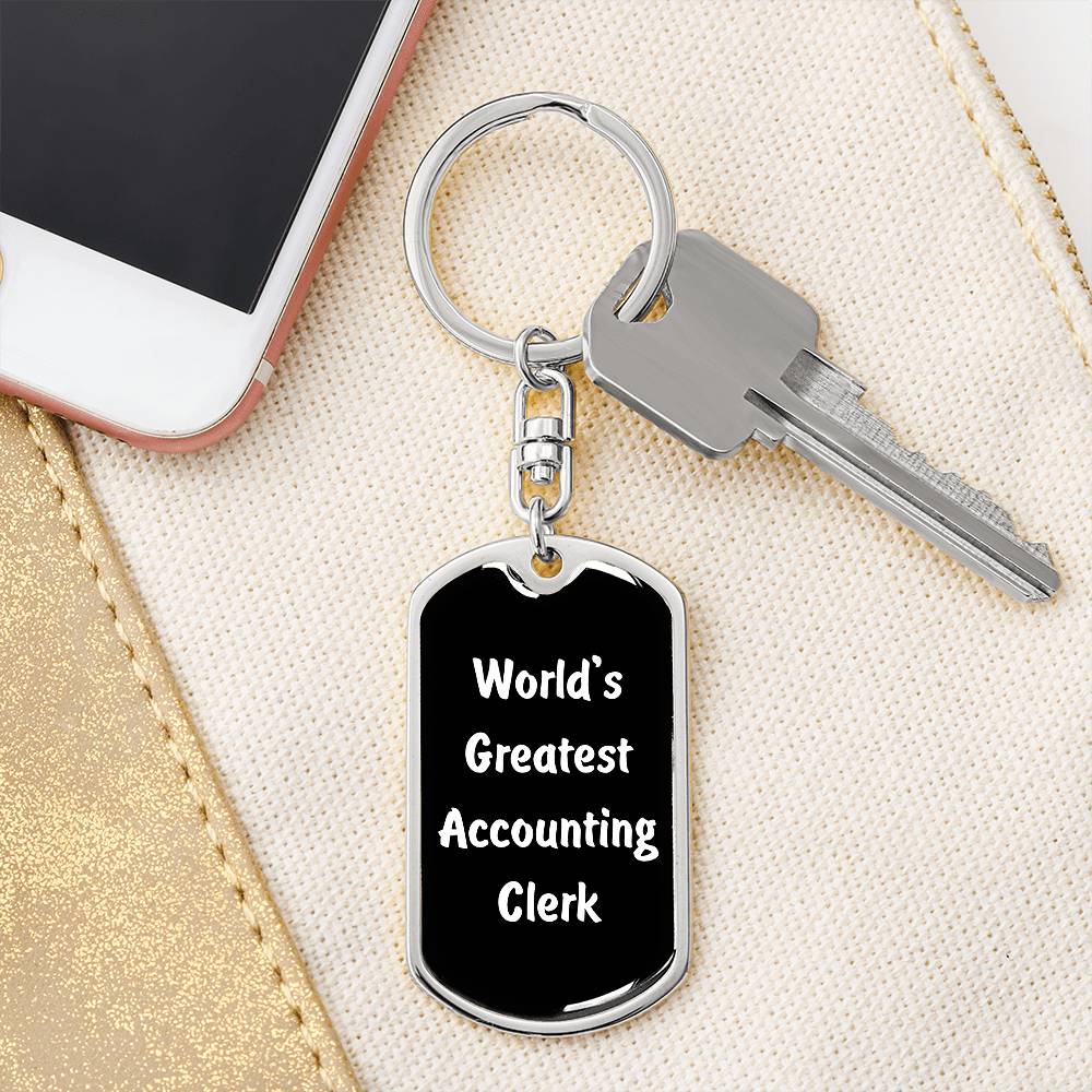World's Greatest Accounting Clerk v3 - Luxury Dog Tag Keychain