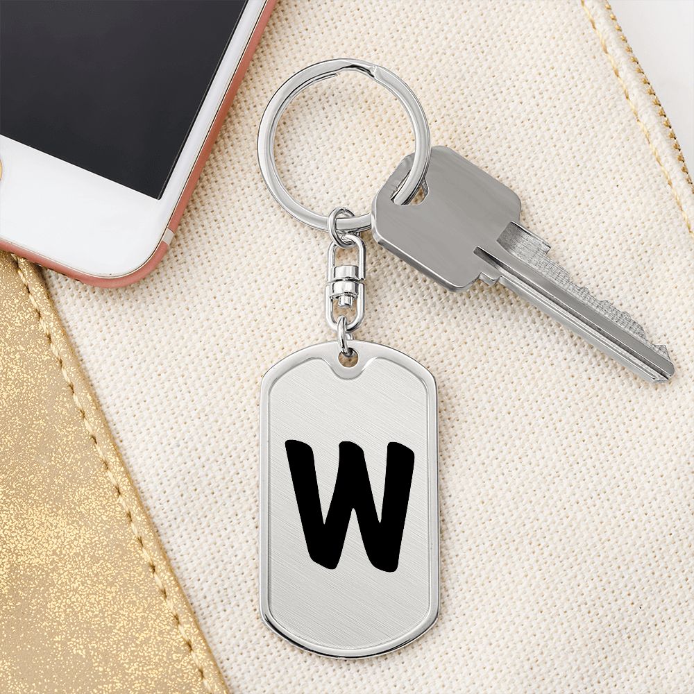Initial W v1b - Luxury Dog Tag Keychain