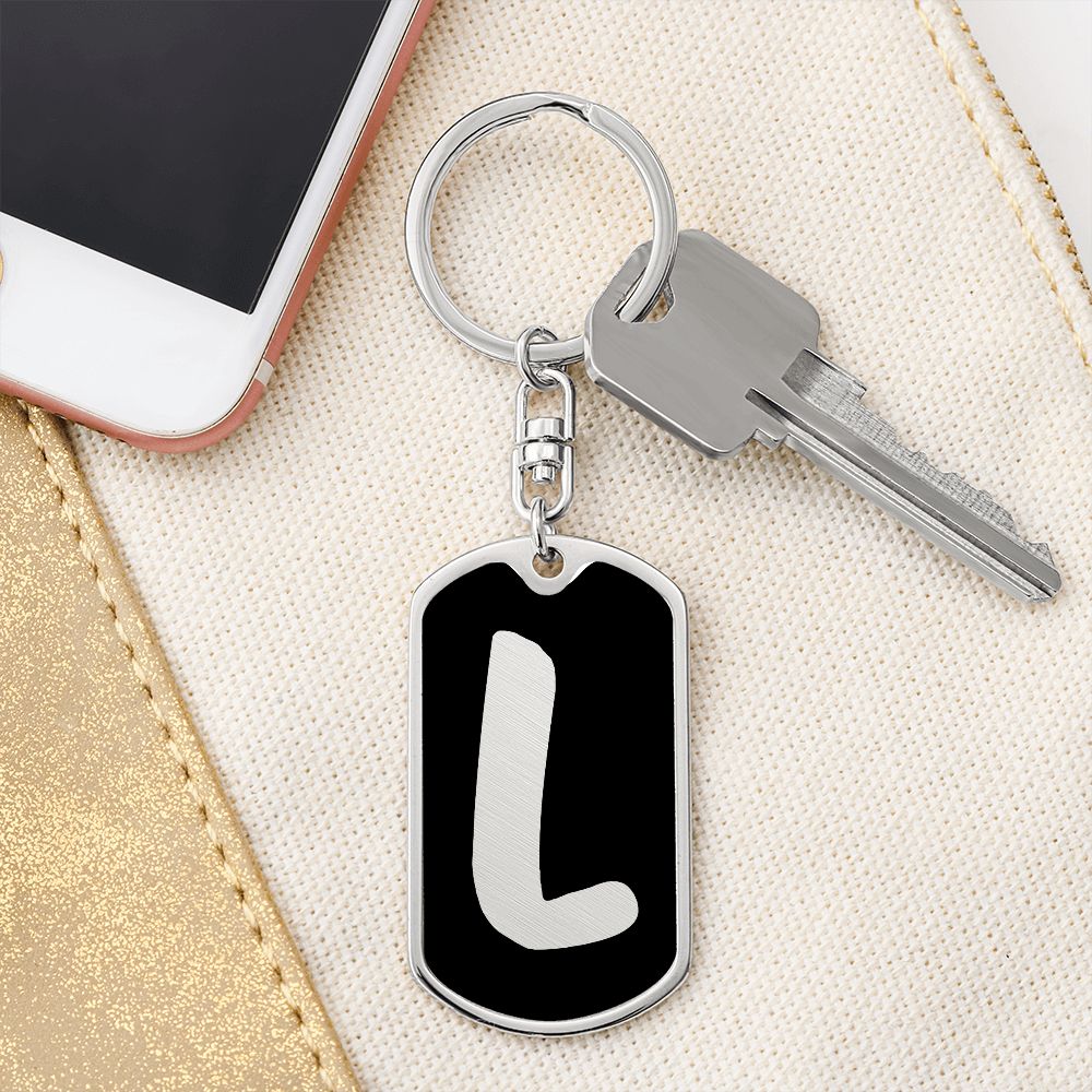 Initial L v2b - Luxury Dog Tag Keychain