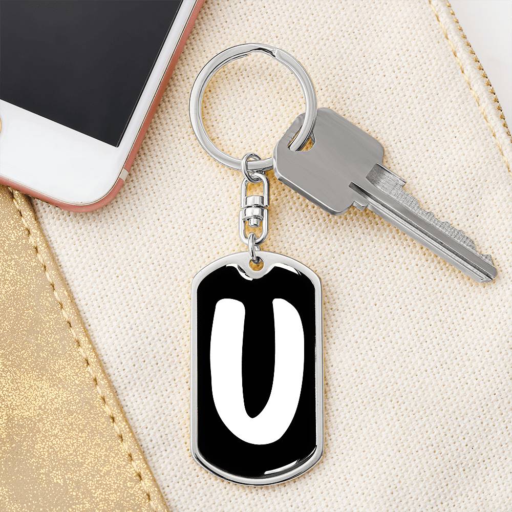 Initial U v3b - Luxury Dog Tag Keychain