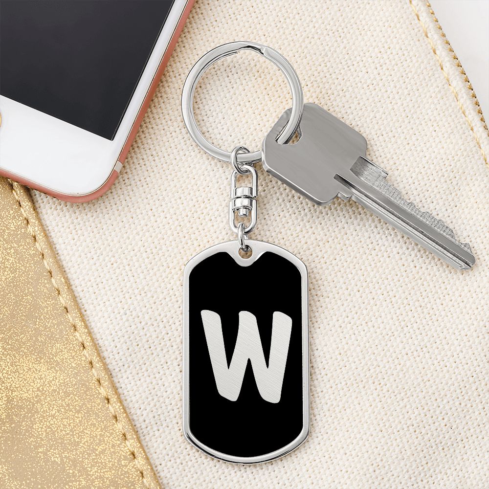 Initial W v2b - Luxury Dog Tag Keychain