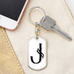 Initial J v001-14 - Luxury Dog Tag Keychain