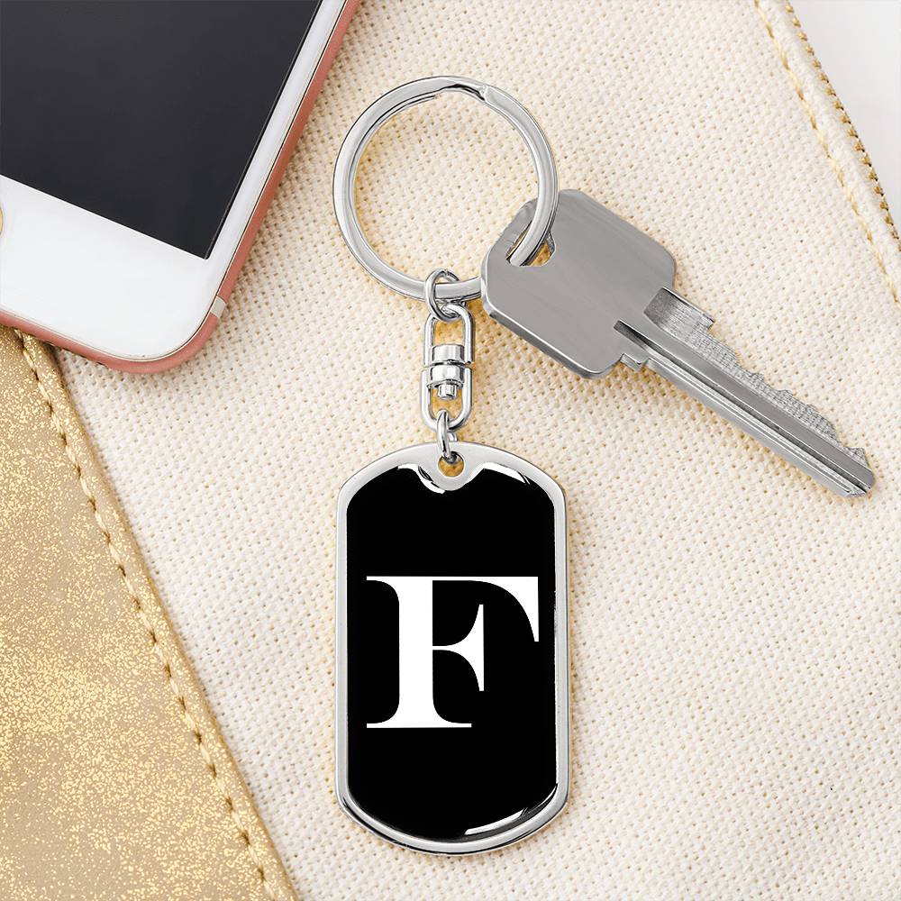 Initial F v3a - Luxury Dog Tag Keychain