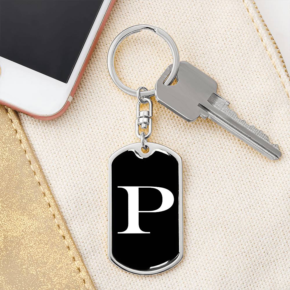 Initial P v3a - Luxury Dog Tag Keychain