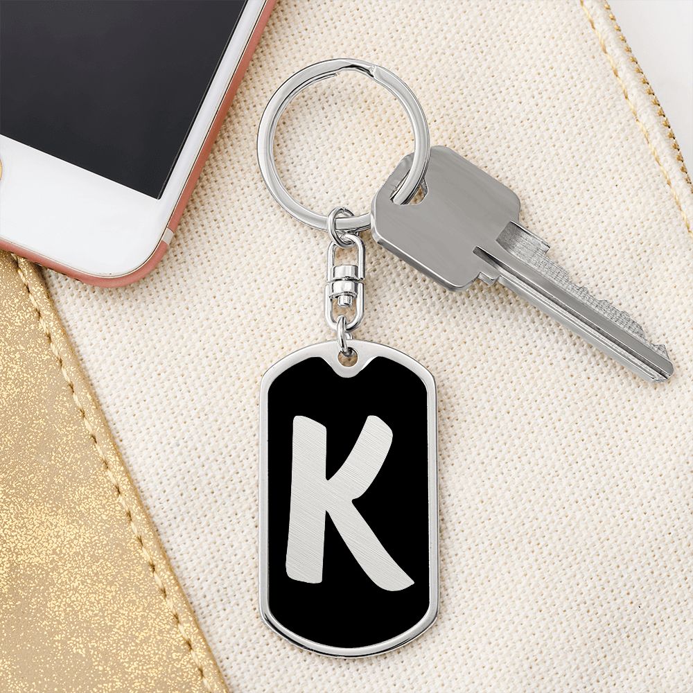 Initial K v2b - Luxury Dog Tag Keychain