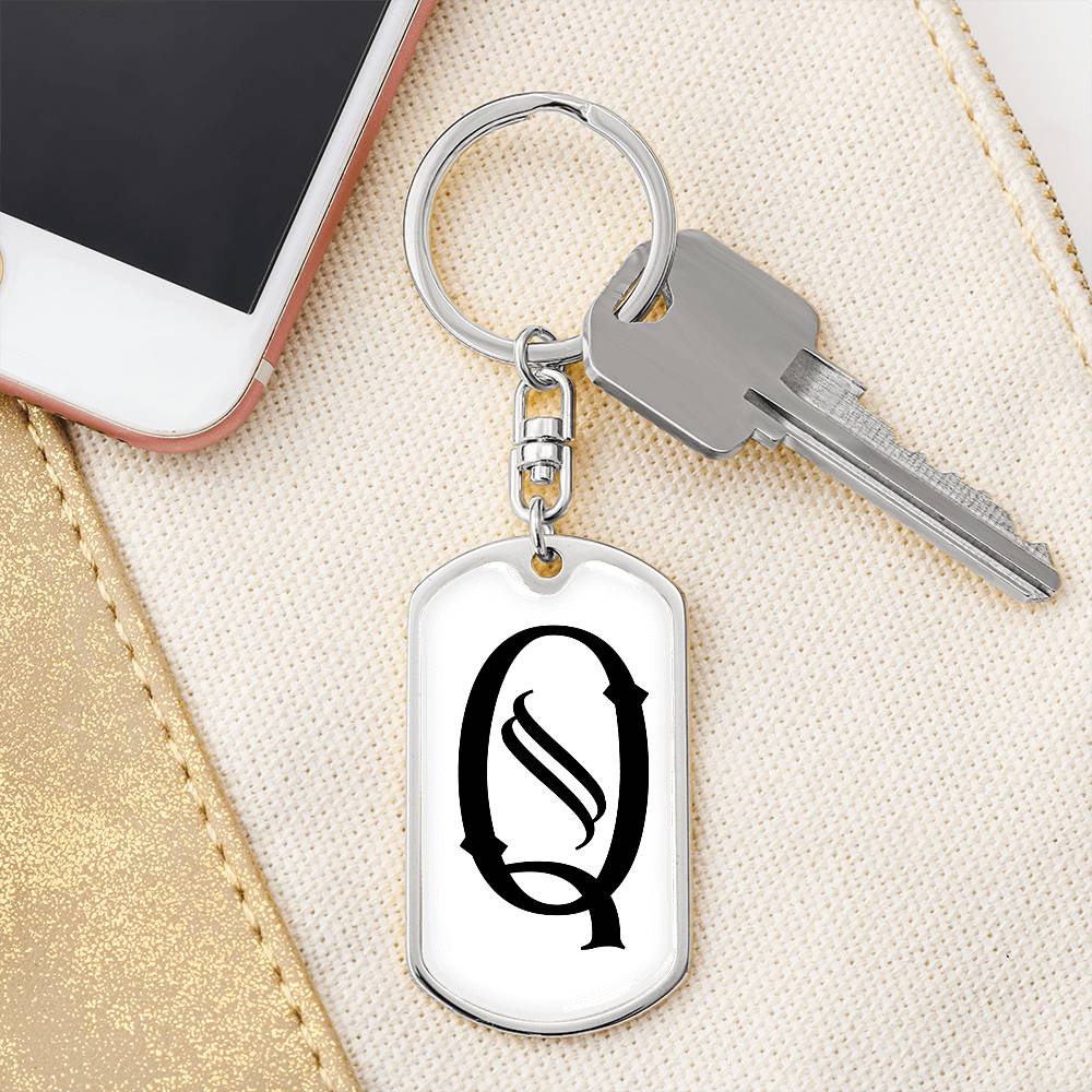 Initial Q v001-14 - Luxury Dog Tag Keychain