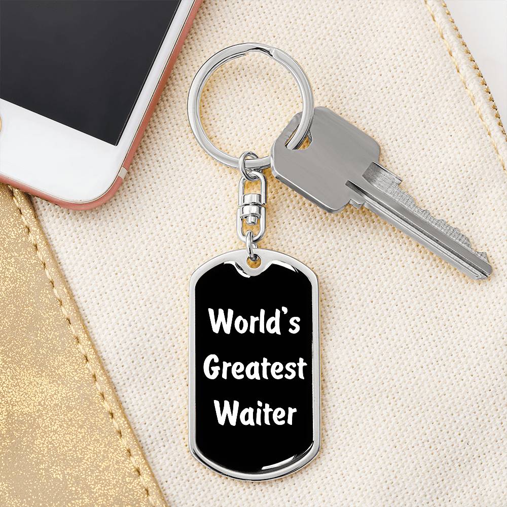 World's Greatest Waiter v3 - Luxury Dog Tag Keychain