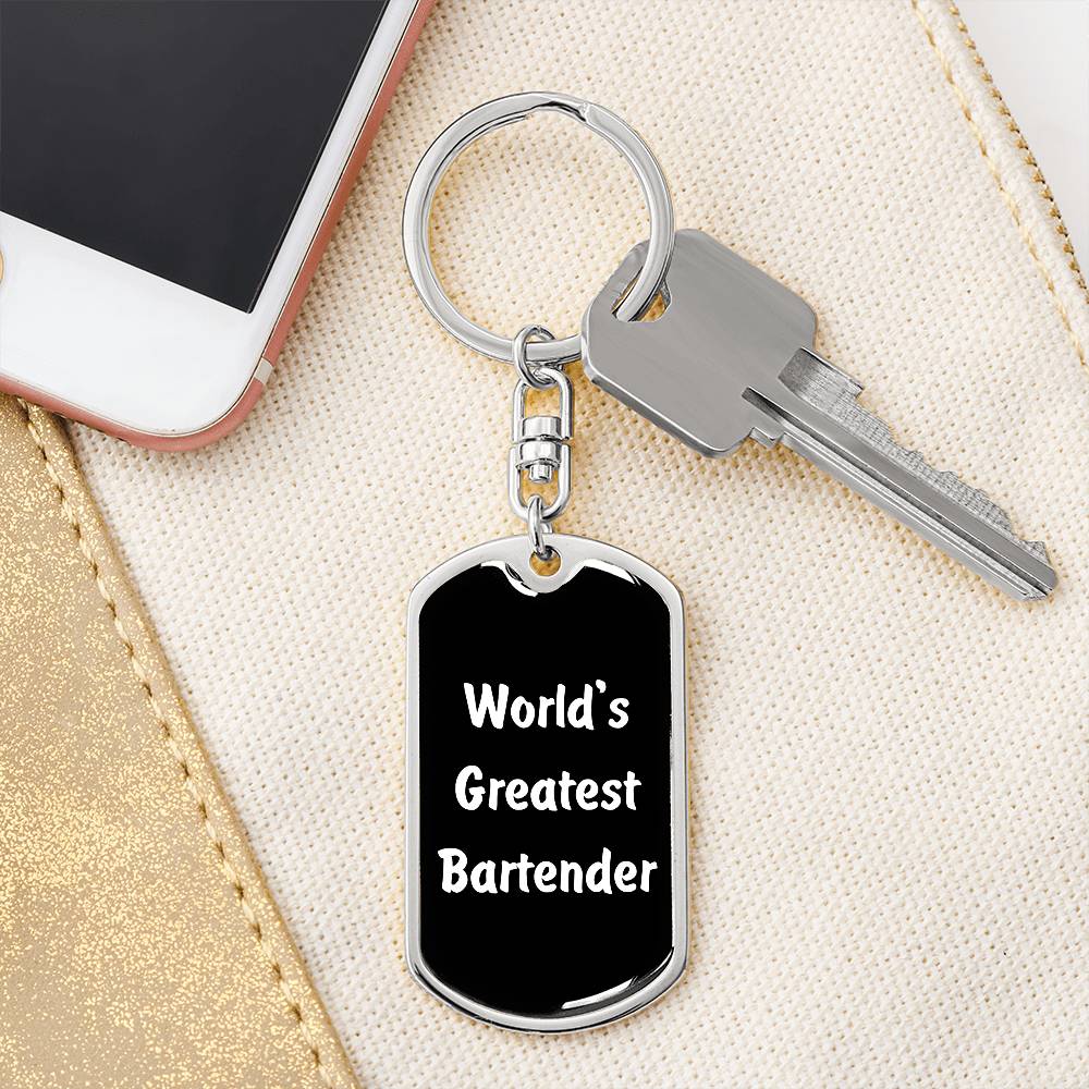 World's Greatest Bartender v3 - Luxury Dog Tag Keychain