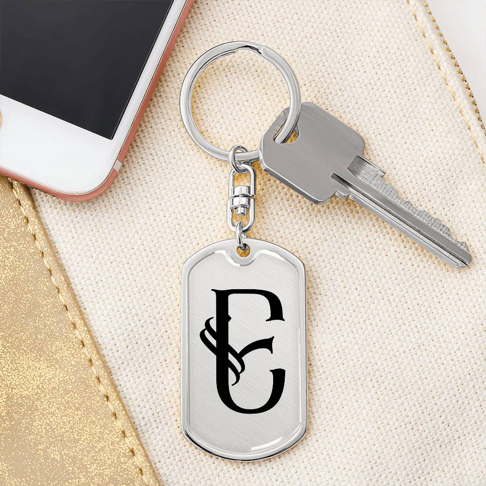 Initial E v001-11 - Luxury Dog Tag Keychain
