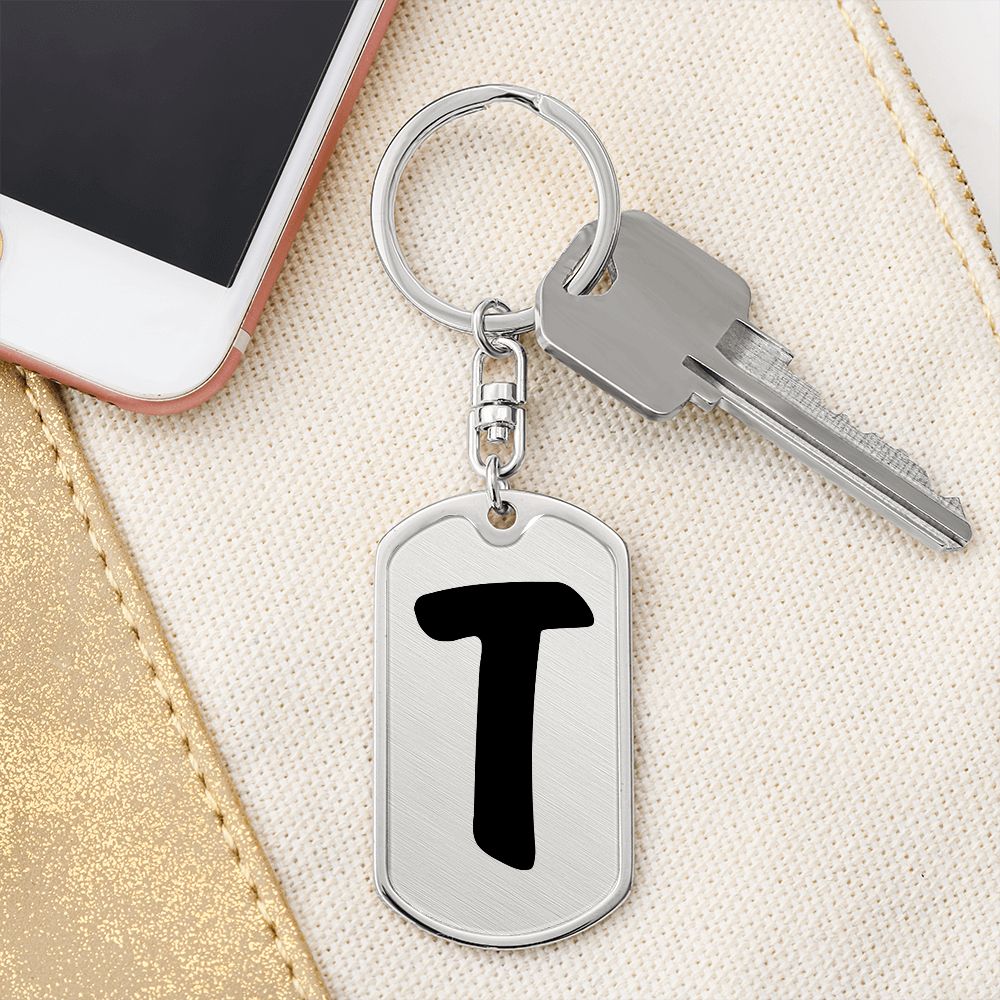 Initial T v1b - Luxury Dog Tag Keychain