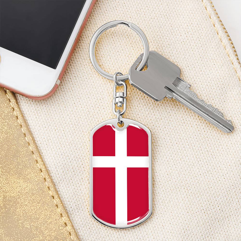 Danish Flag - Luxury Dog Tag Keychain