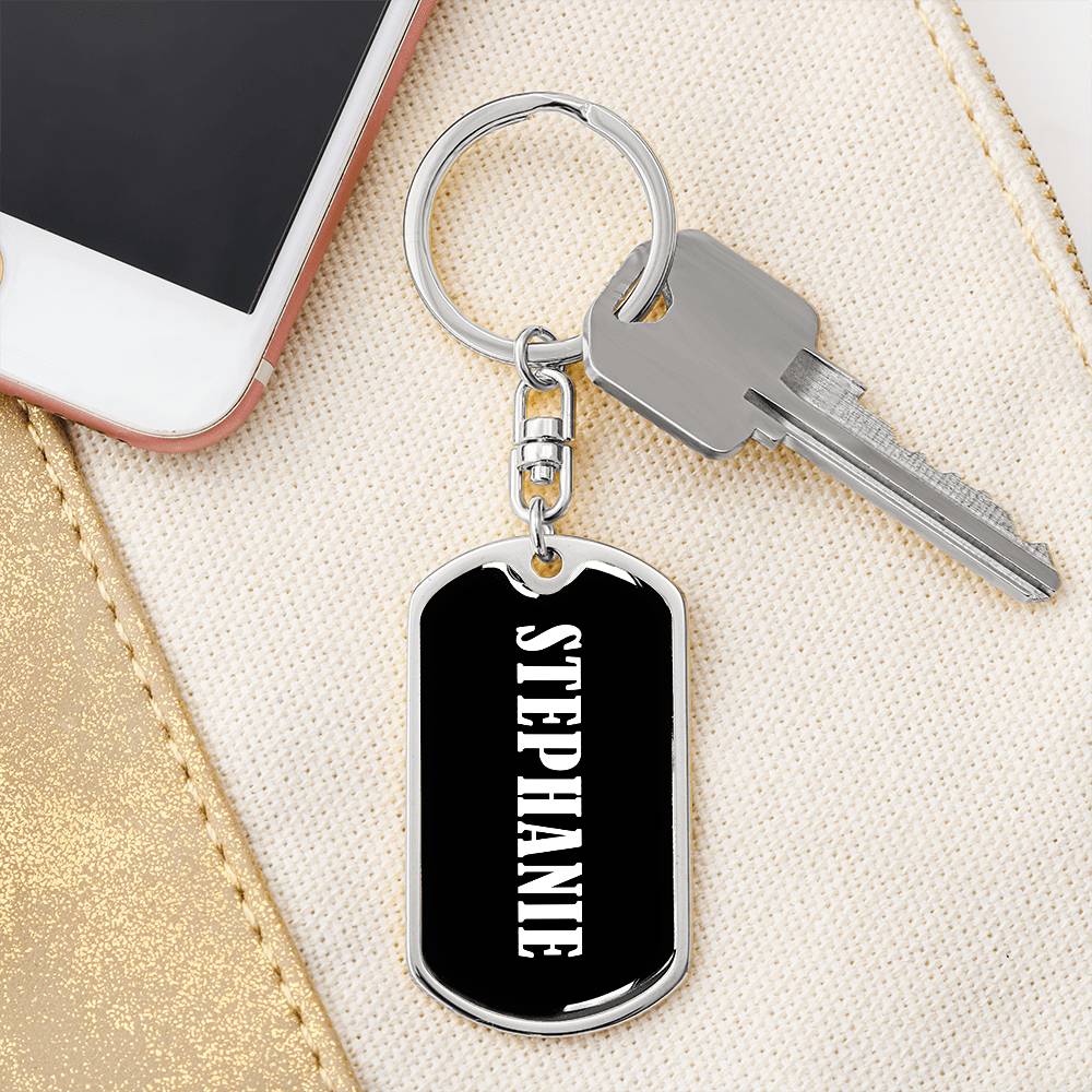 Stephanie v01w - Luxury Dog Tag Keychain