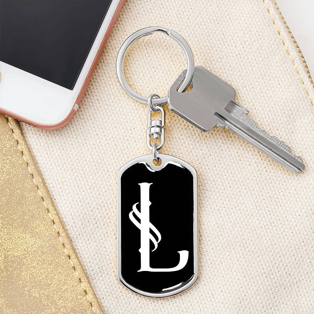 Initial L v001-13 - Luxury Dog Tag Keychain
