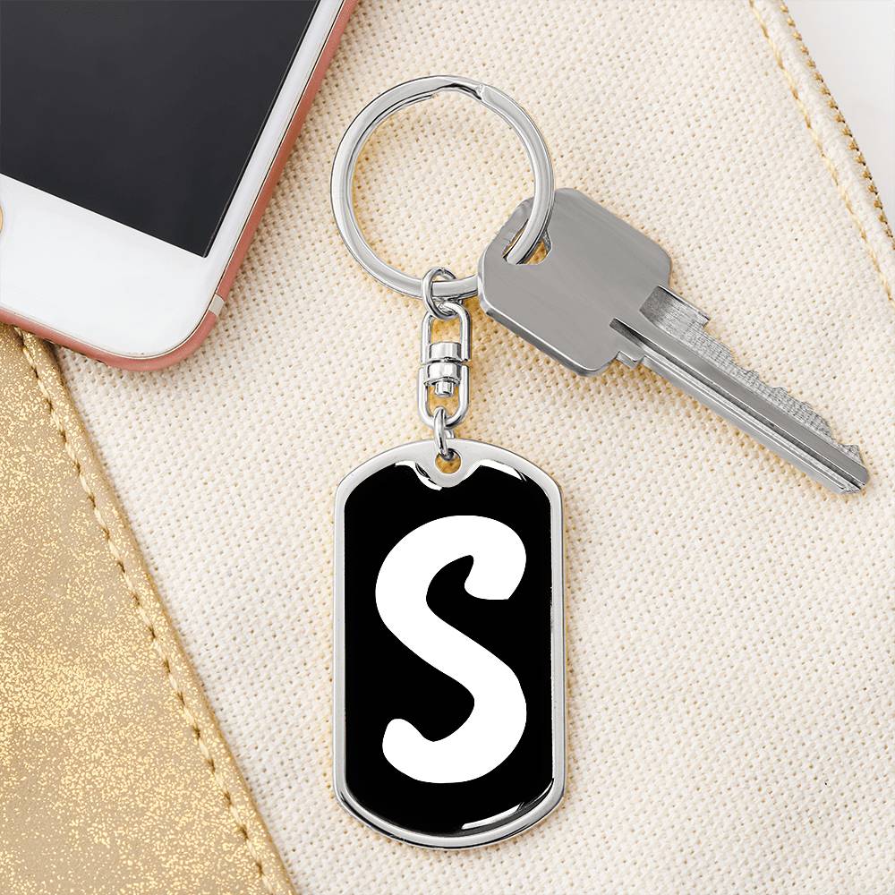 Initial S v3b - Luxury Dog Tag Keychain
