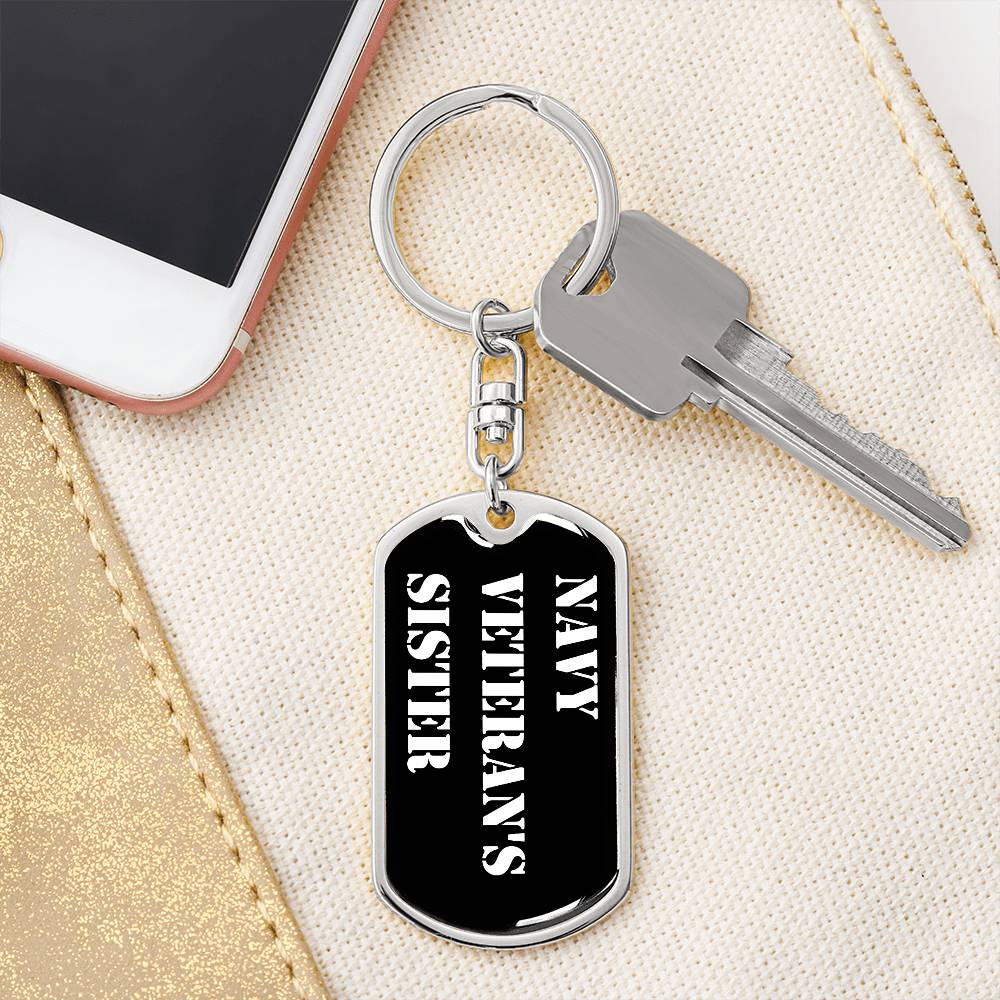 Navy Veteran's Sister v3 - Luxury Dog Tag Keychain