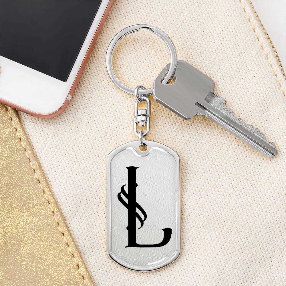 Initial L v001-11 - Luxury Dog Tag Keychain